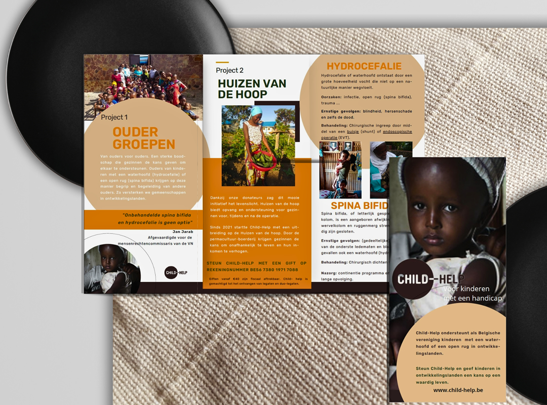 Folder met impact voor goed doel Child Help België met nieuwe structuur en teksten van creApen